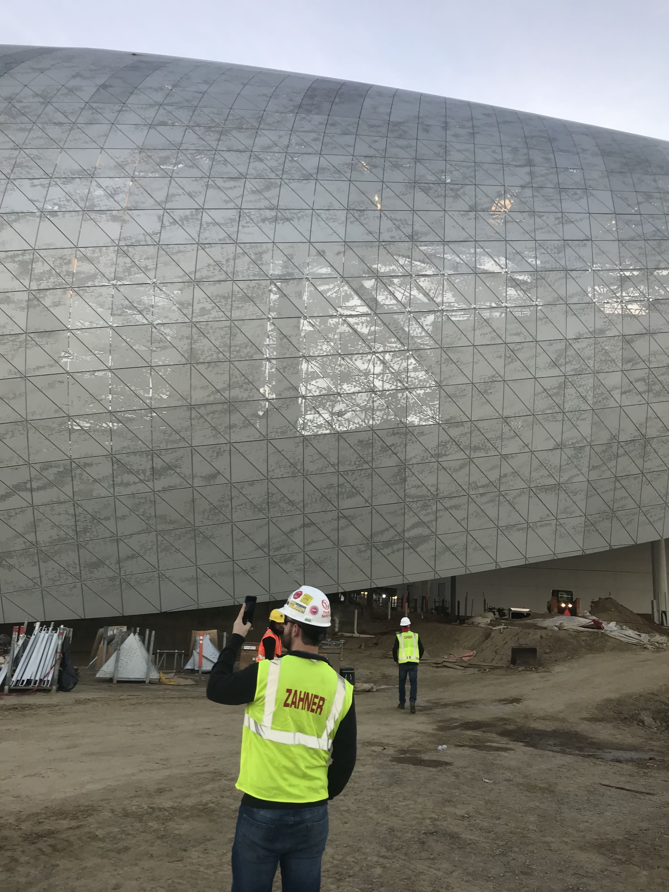 Zahner worker on site for the construction of SoFi Stadium.