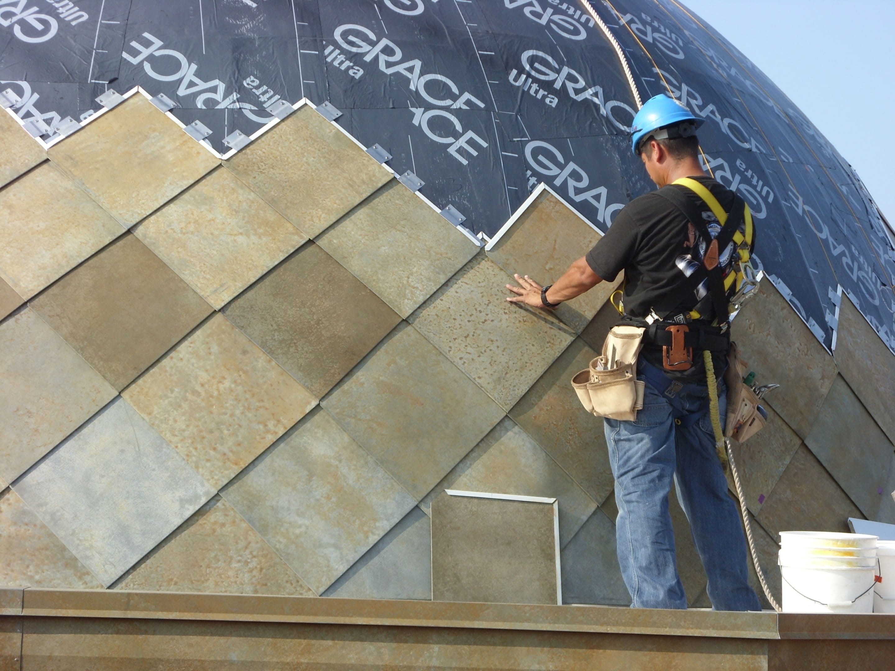 Flat Seam Install on the Plaza Dome in Kansas City, MO