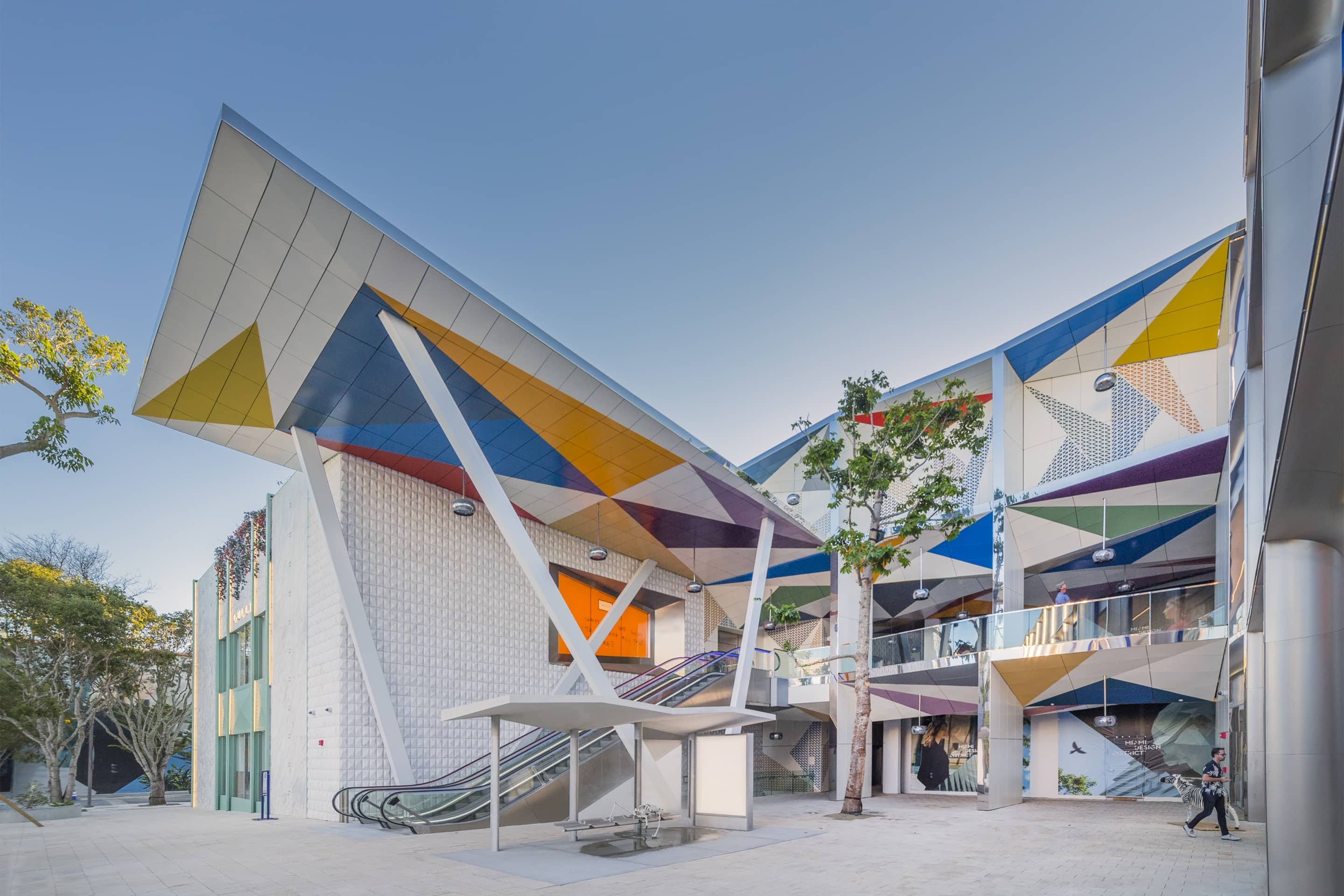 Painted aluminum soffits, wall panels, and fascia were designed by architects at FreelandBuck Design.