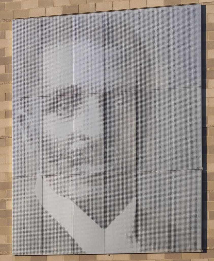 Installed perforated metal panel mural with Cross-Seam Perf at Carver Elementary.