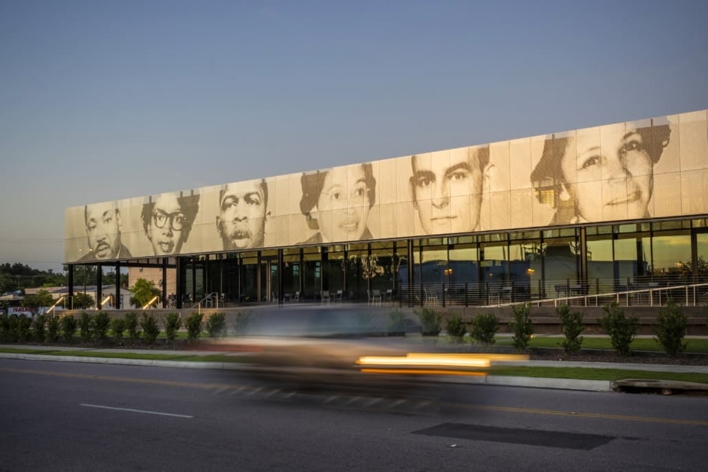 The Equal Justice Initiative building in Montgomery, AL featuring a Zahner ImageWall mural.