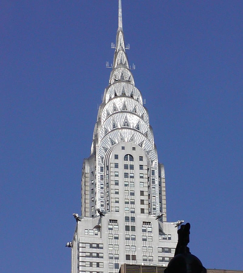 The Chrysler building's distinctive Art Deco crown and spire.
