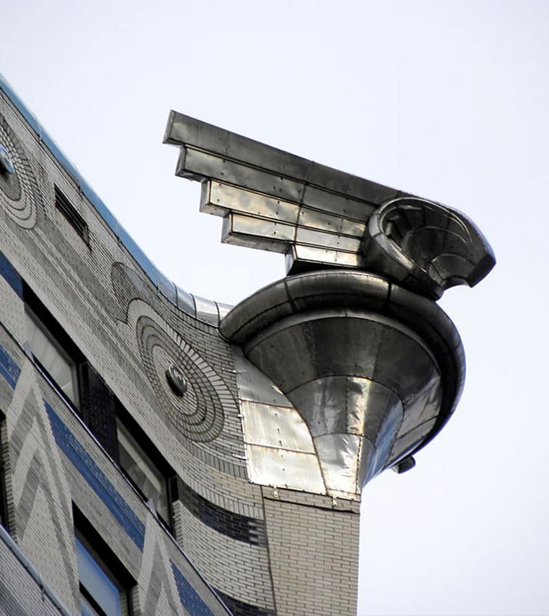 stainless steel hood ornament on the Chrysler building.