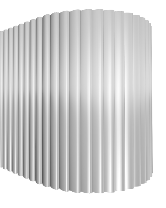 Original design rendering of the extruded aluminum wall paneling.