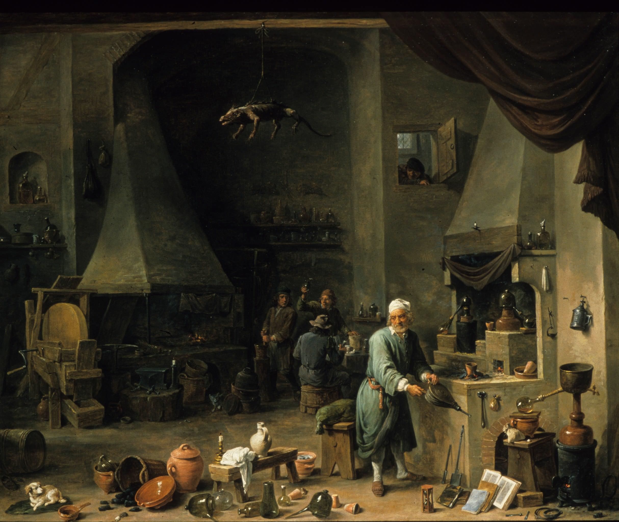 Interior of a Laboratory with an Alchemist, David Teniers the Younger, 17th century, oil on canvas.