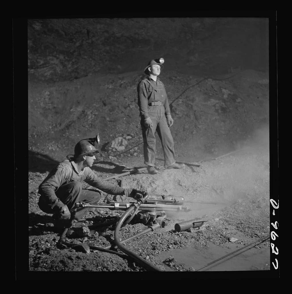 Blast hole drillers at a zinc mine of the Eagle-Picher Company near Cardin, Oklahoma.