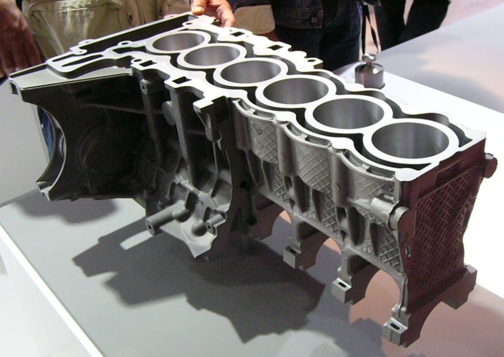 A die cast engine block.