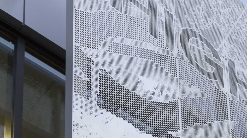 PERFORATED METAL SIGNAGE FOR HIGHLAND PARK COMMUNITY CENTER.