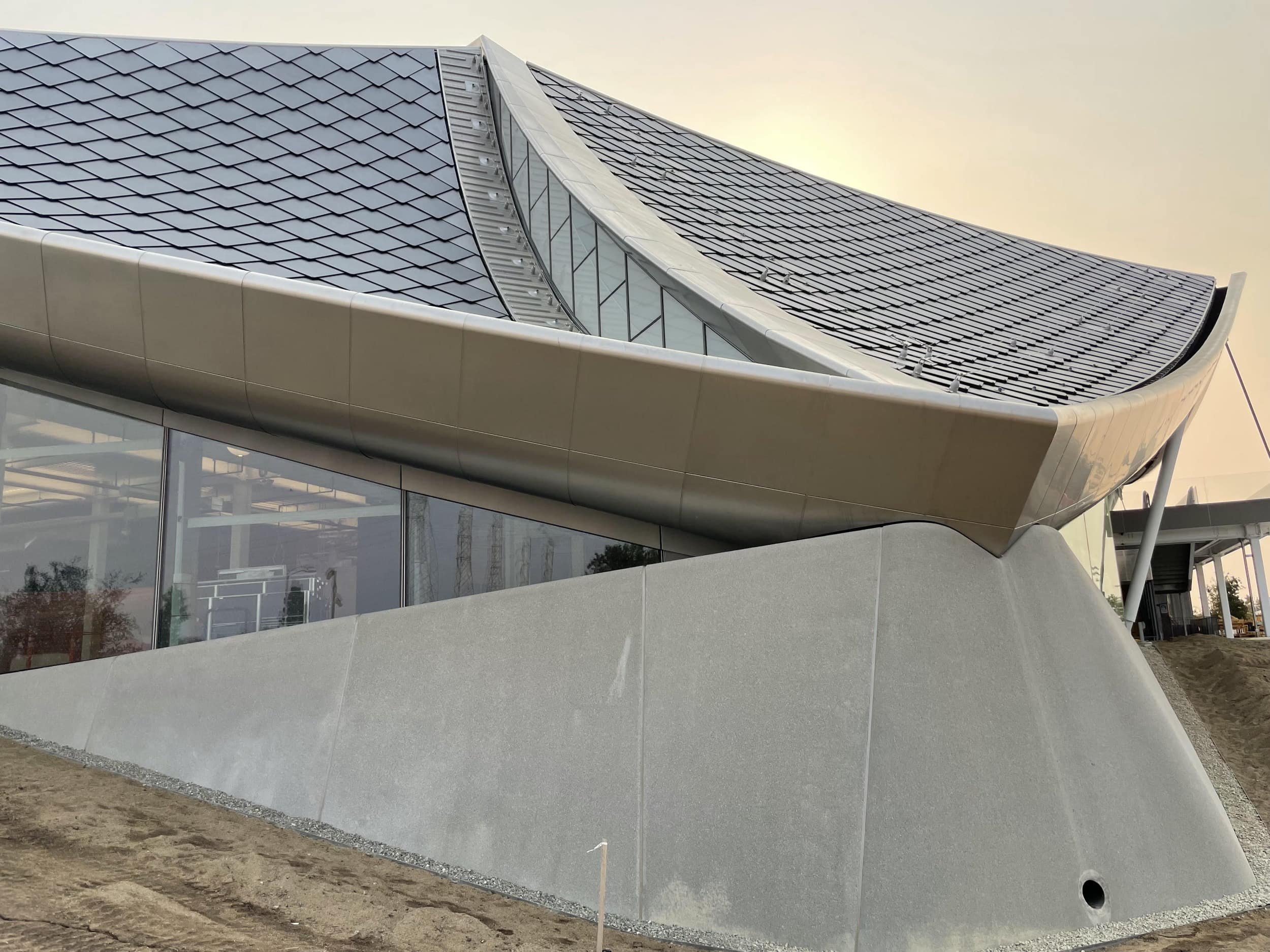 Zahner Angel Hair eyebrows and Google's custom-designed dragonscale solar skin roofing.