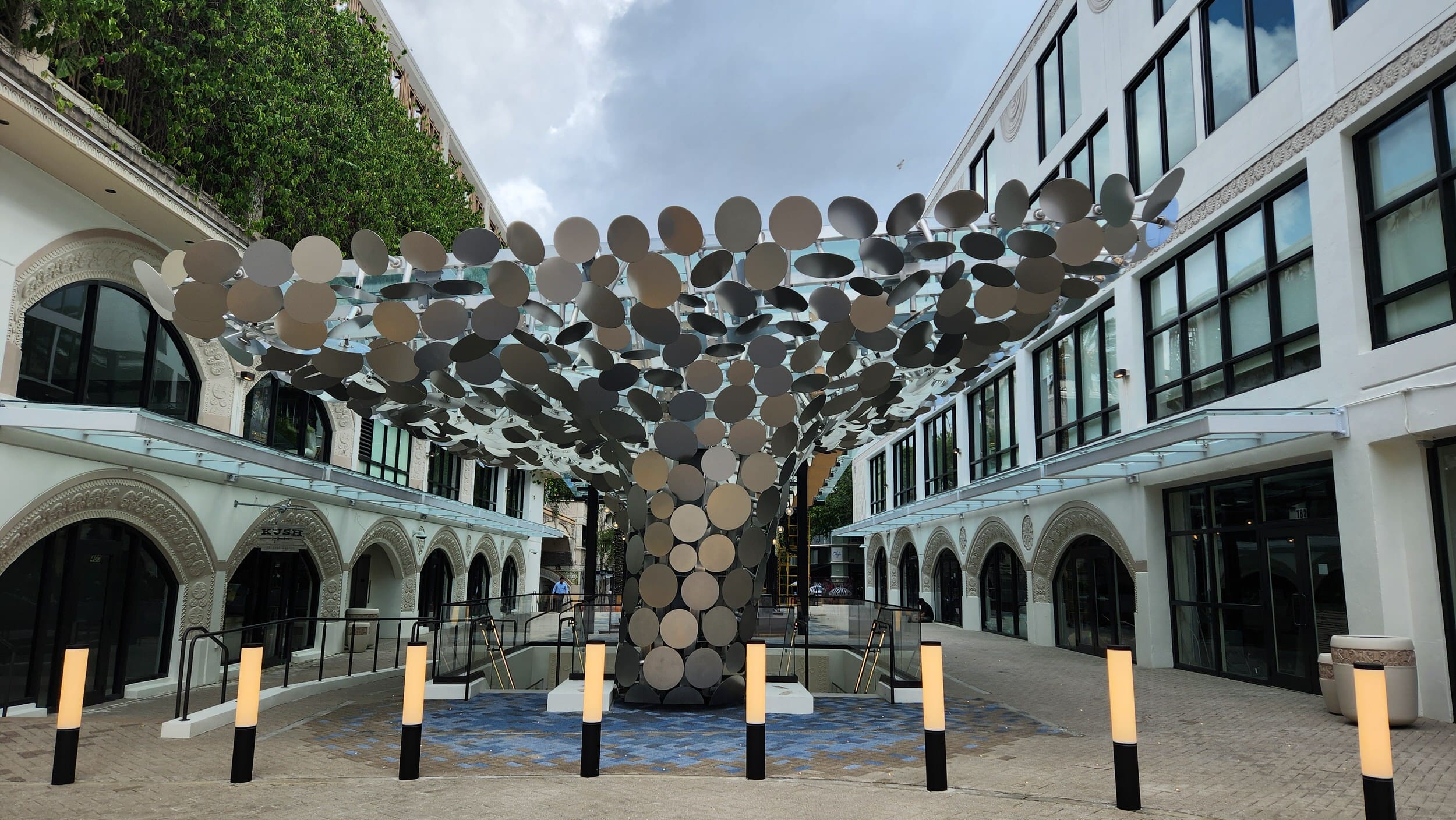 Sculptural canopy for Mayfair at the Grove in Miami, designed by Zahner and Gensler in Angel Hair® stainless steel. Sculptural canopy for Mayfair at the Grove in Miami, designed by Zahner and Gensler in Angel Hair® stainless steel.