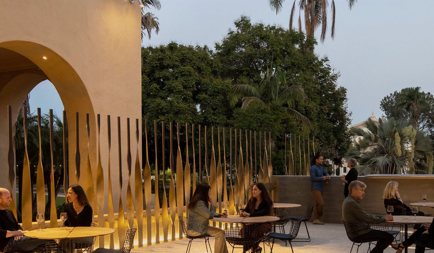 Custom fence of hand-twisted brass at the Mingei Museum, designed by LUCE et Studio and Zahner. Custom fence of hand-twisted brass at the Mingei Museum, designed by LUCE et Studio and Zahner.